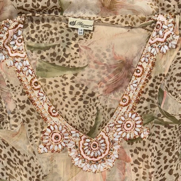 Blumarine Beige and Pink Maxi Dress